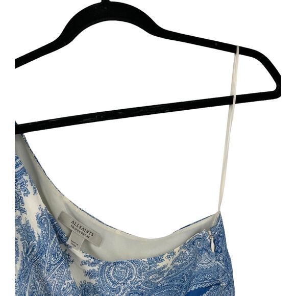 AllSaints Dress Cayla Rafeala Paisley print one shoulder minidress size 10 - Picture 4 of 10